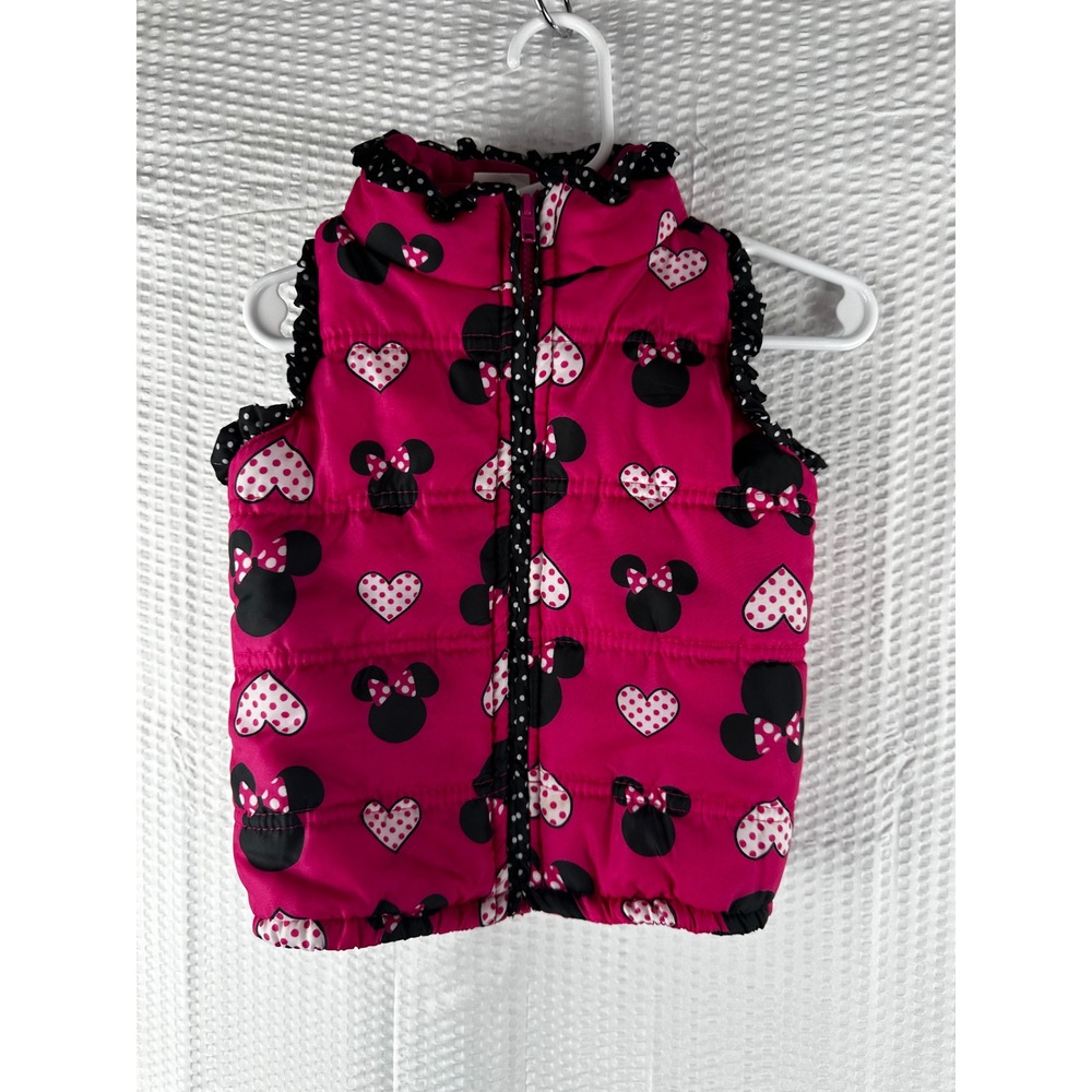 Disney Minnie Mouse pink puffer vest Girls size LARGE